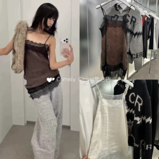 现货 虞书欣同款cerric 设计师品牌 26新款 蕾丝迷你吊带连衣裙