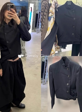 韩国现货 openyy 25新款 立领修身斜衣襟西装外套半身裙西装裙女