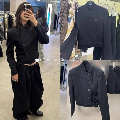 韩国现货 openyy 25新款 立领修身斜衣襟西装外套半身裙西装裙女