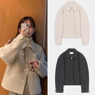 买手店 LEROBE 25秋冬新款 美娜羊毛羊绒短款立领外套夹克大衣女