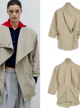 OPEN YY 韩国设计师品牌 26早秋新品 立领落肩半袖风衣外套夹克女