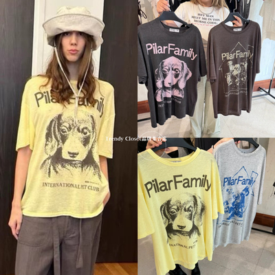 Closet open yy 25夏季新款 宽松狗狗印花图案宽松圆领短袖T恤