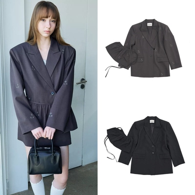买手店 lowclassic 26新款 简约气质中长款带裙帘西装上衣外套 女