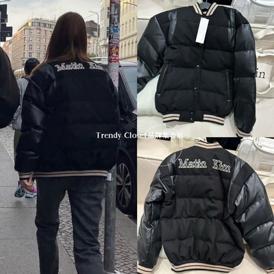 买手店 Matin kim 25秋冬新款 后背logo字母拼接棒球棉服羽绒服女