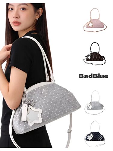 韩国现货 BadBlue 26新款 甜酷风波点星星挂饰单肩手提包饺子包