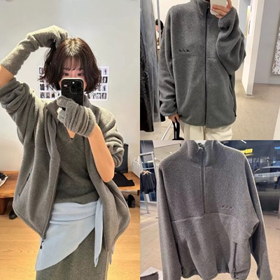 韩国正品现货 monoha  25冬季新款 抓绒半拉链/全拉链抓绒外套女