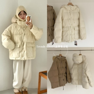 韩国现货 EGG 2025秋冬新款 立领连帽加倍保暖鹅绒服外套棉服女