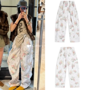 花卉印花阔腿抽绳休闲长裤 韩国采购 2026早春新款 女 OPEN