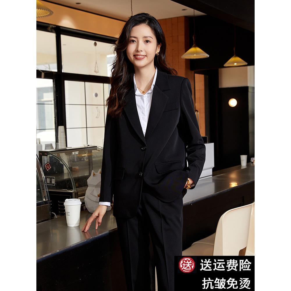 正装正装女大学生春秋季公务员教学面试正装休闲装夹克商务装宽松