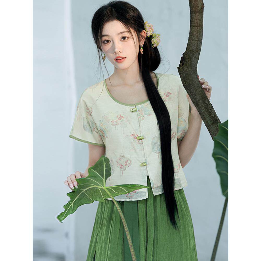唐褙子半臂圆领衫改良宋制对襟短衫汉元素日常通勤汉服上衣女夏季
