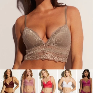 Бразильский бюстгальтер из мягкого кружева LOUNGE*SMLXL серии LOVE LACE без косточек с чашечками и мягкой подкладкой