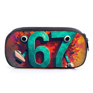Brainrot窃取脑腐67蓝怪公仔印花笔袋隔层学生儿童笔盒文具盒笔盒