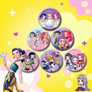 跨境K-POP猎魔女团周边胸针吧唧卡通胸针别针胸章马口铁谷子装饰