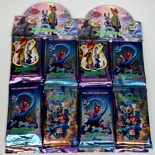 Zootopia疯狂动物城卡牌一提12包折叠吊卡英文战力卡儿童收藏玩具