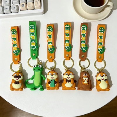 一套6个河狸变身计划立体钥匙扣hippos卡通软胶公仔儿童书包挂件