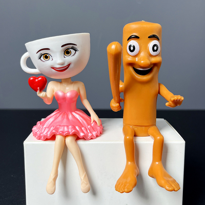 美国山海经坐姿比心咖啡女孩木棍人公仔手办卡布奇诺小姐摆件玩具