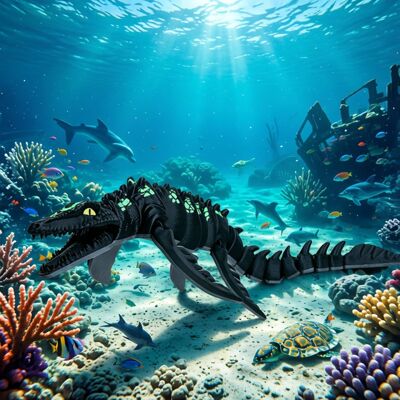 深海迷航黑暗霸主暗黑苍龙3d打印模型玩具远古龙利维坦锤子鲨模型