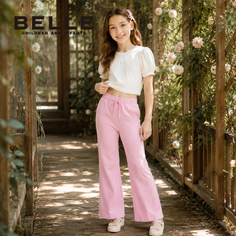 百丽童装女童针织长裤
