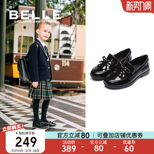 女童黑皮鞋 春季 儿童乐福鞋 宝宝单鞋 英伦风软底中大童新款 百丽童鞋