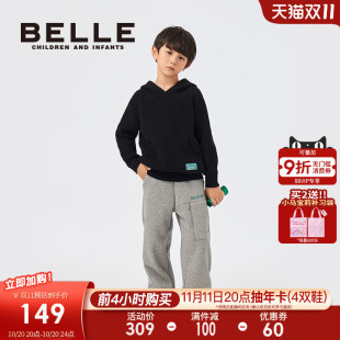 儿童洋气套头毛衣 宝宝针织衫 百丽童装 男童连帽上衣2025年秋冬新款