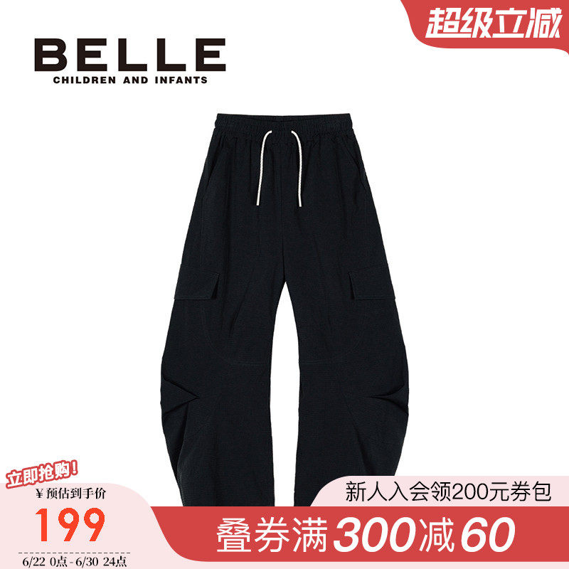 【商场同款】百丽童装儿童运动裤女童工装宽松裤子大童梭织长裤