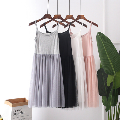 莫代尔2层女秋内蕾丝网纱连衣裙