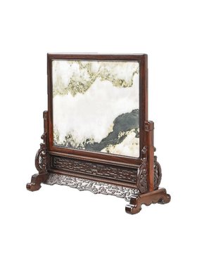 天纵大红酸枝云石台屏