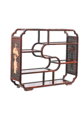 天纵大红酸枝嵌黄杨木茶边柜