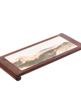 天纵大红酸枝嵌云石卷书干泡