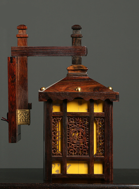 大红酸枝富贵灯红木卧室客厅玄关摆件实木中式古风家居饰品装饰灯