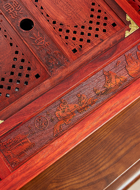 缅甸花梨长方形茶盘红木茶室中式复古客厅N茶海实木功夫茶具摆件