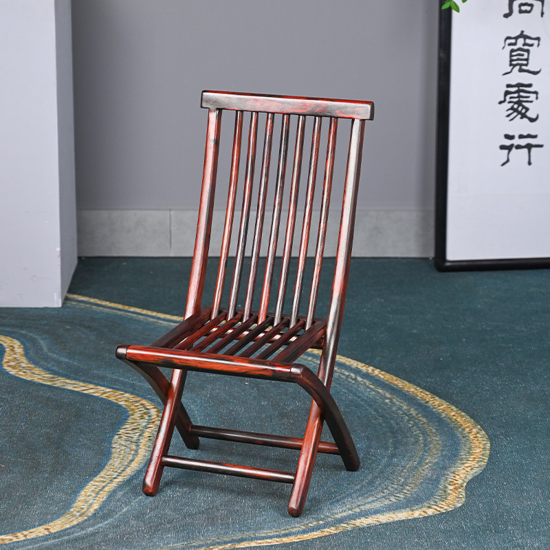 天纵 大红酸枝折叠马扎凳带靠背实木钓鱼红木家用小型凳子简约风