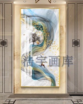 走廊过道竖版轻奢抽象风晶瓷画