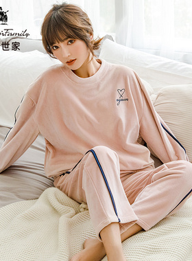 薄绒睡衣女海岛绒秋冬季薄款珊瑚绒保暖套头女士暖绒绒家居服套装