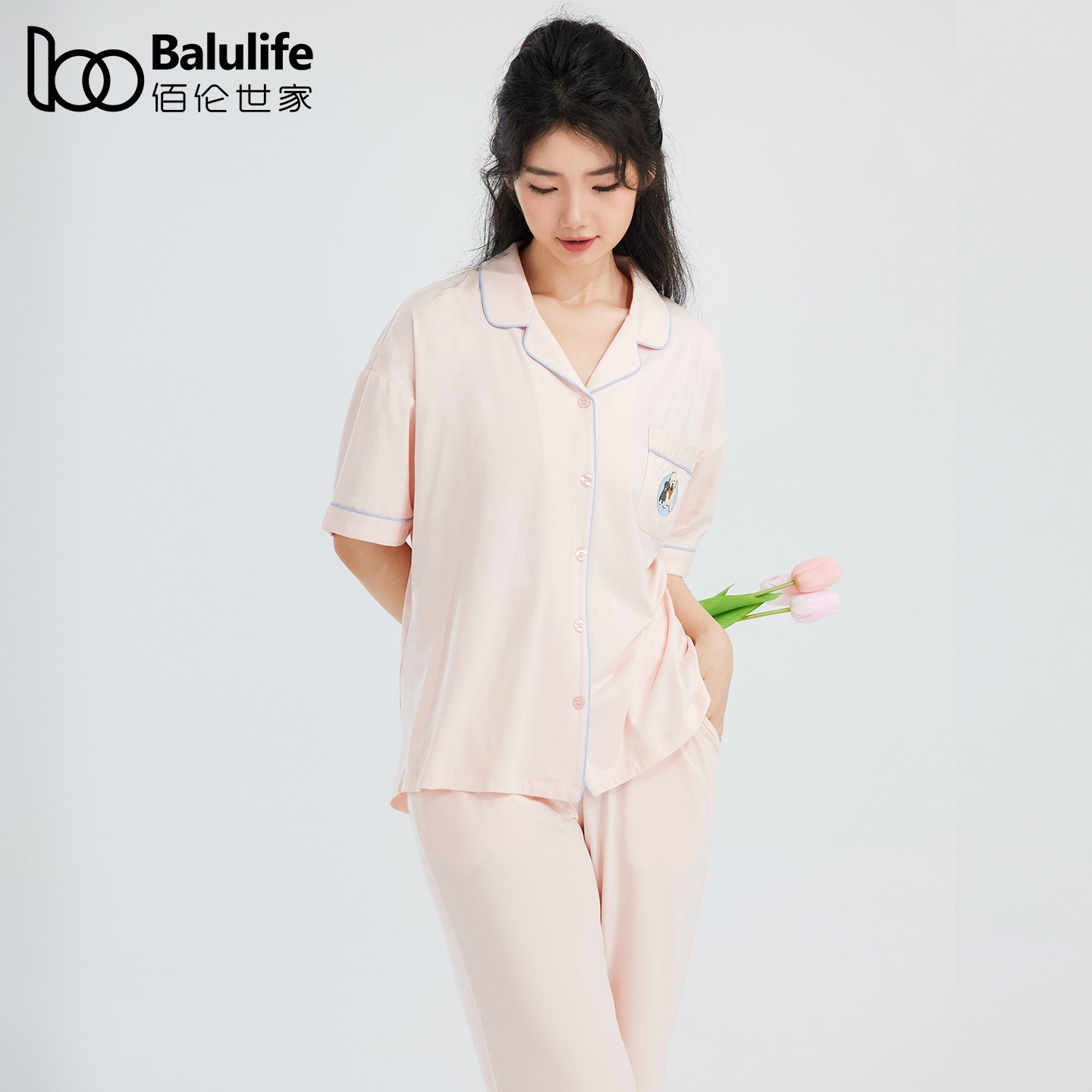 夏季天丝棉凉感抑菌防螨睡衣女