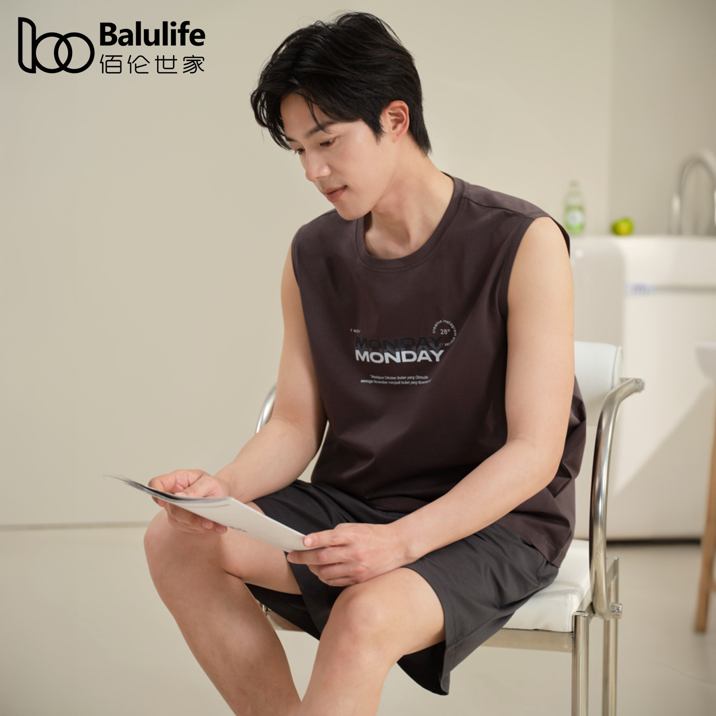 睡衣男士夏季纯棉无袖背心短裤2026新款休闲可外穿防螨家居服套装