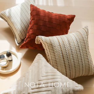 ins风抱枕套中古风抱枕大黑牛沙发靠枕冬季毛绒方枕车载腰枕靠垫