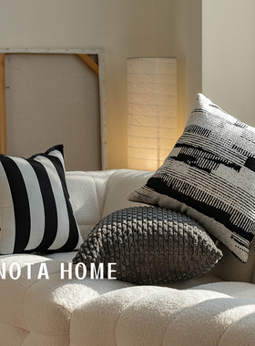 现代简约抱枕黑白条纹靠枕车载方形柔软靠垫轻奢高级民宿装饰枕套