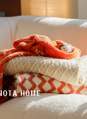 新款北欧风沙发毯床尾巾搭毯红色喜庆盖毯民宿酒店装饰毛绒小毯子