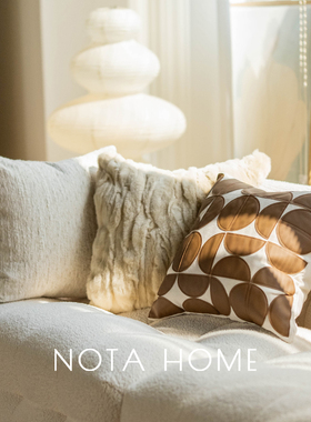 赖兔毛抱枕套中古风沙发靠枕民宿酒店皮质抱枕现代简约纯色方形枕