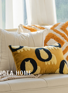 波西米亚抱枕套客厅簇绒方形抱枕毛绒腰枕车载腰靠办公室椅子靠垫