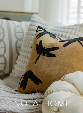 新中式抱枕棕色靠枕客厅沙发腰枕车用方形靠垫卧室床头抱枕含枕芯