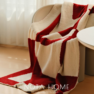 北欧风沙发毯红色节日绒毯冬加厚午睡毯轻奢高级感空调毯单人毯子