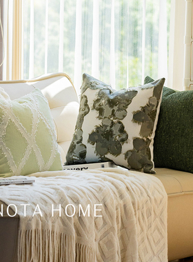 小清晰绿色抱枕新中式枕套样板间沙发软包靠枕现代简约车用腰靠垫