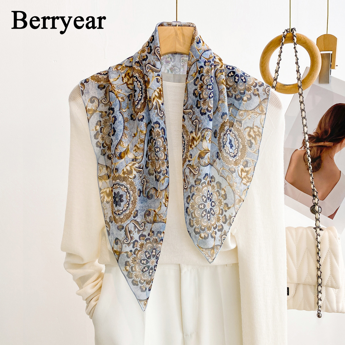 真丝丝巾小方巾女高级感乔其纱巾