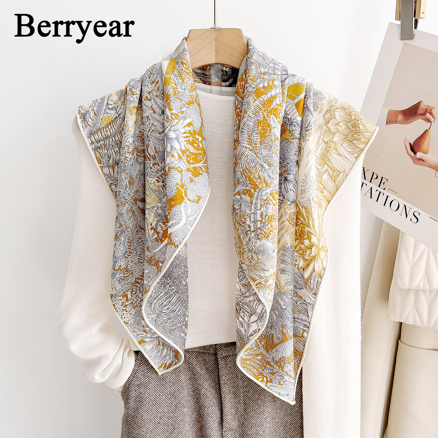 真丝羊毛围巾丝巾方巾女披肩外搭