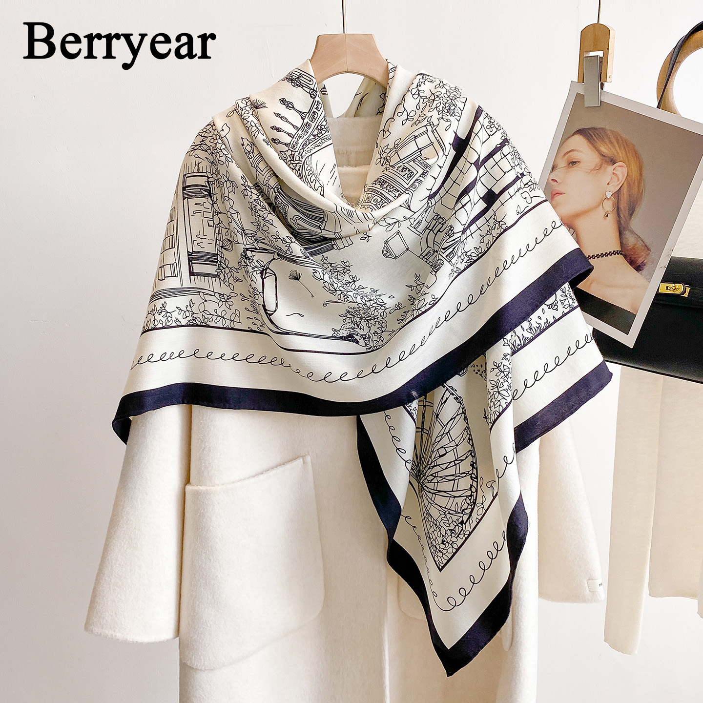 真丝羊毛围巾丝巾女外搭披肩两用