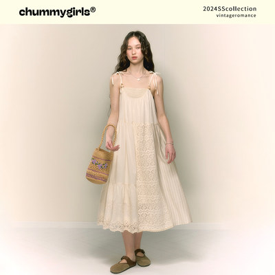 chummy镂空吊带连衣长裙