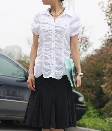 欧美外贸原单正品春夏新款韩版女人味显瘦女蕾丝雪纺衫