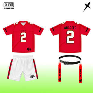 NFL酋长队青年腰旗比赛服定制橄榄球服XXBEAST小朋友橄榄球队服